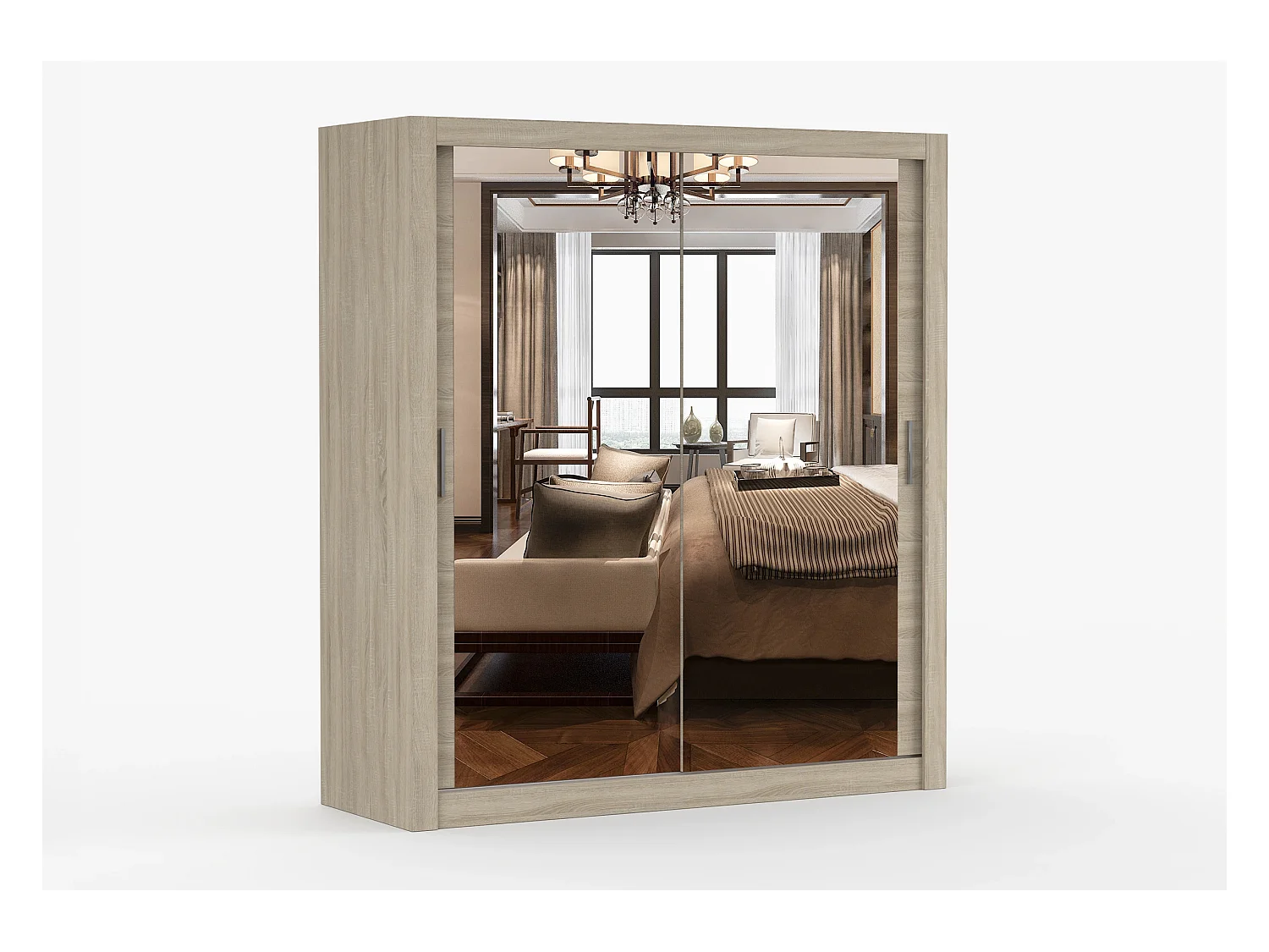 Armoire Miro 180 cm avec miroir - Chêne
