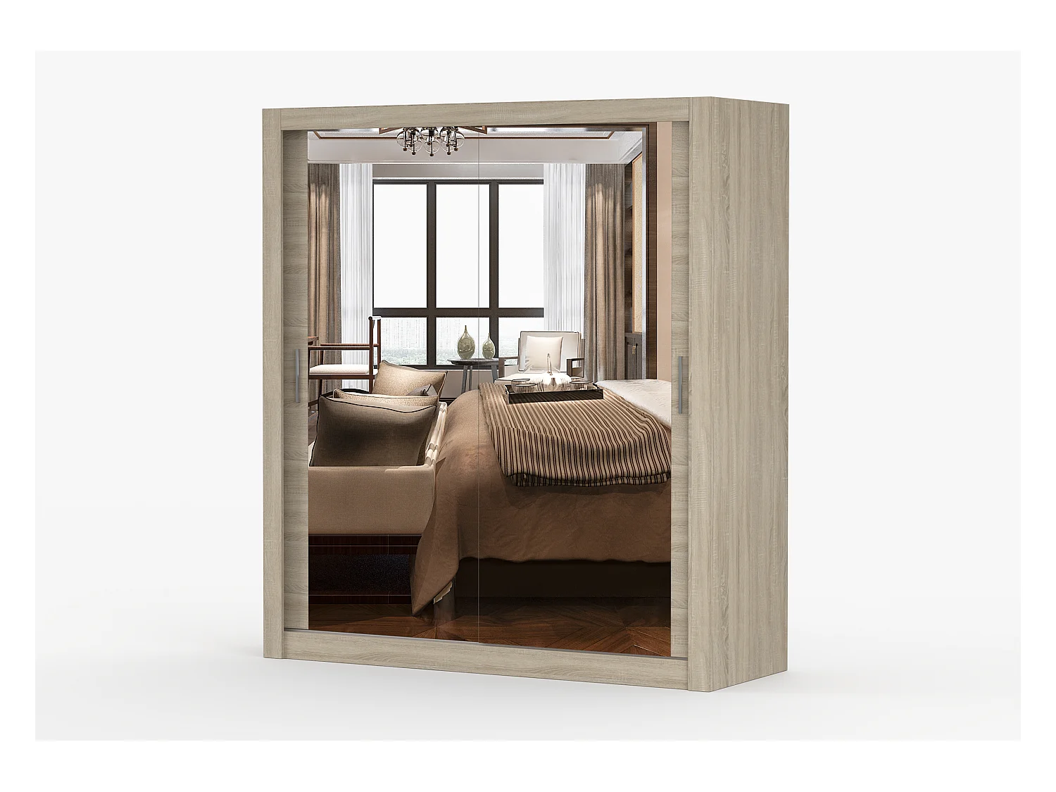 Armoire Miro 180 cm avec miroir - Chêne