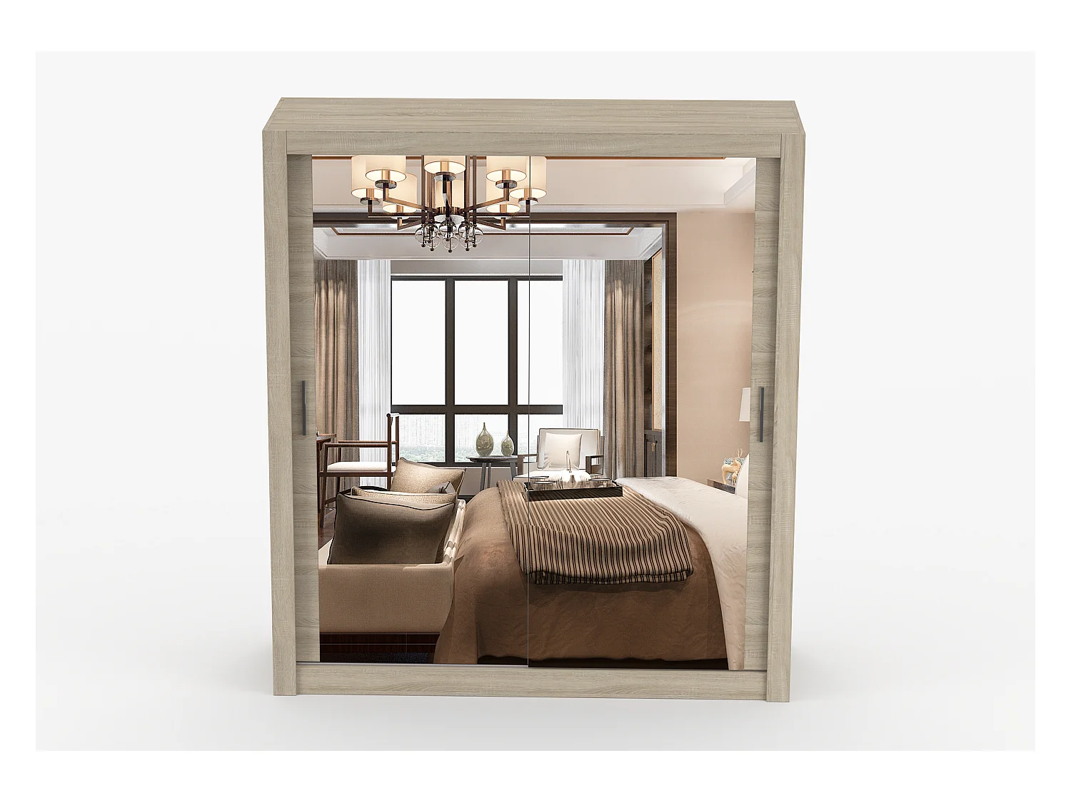 Armoire Miro 180 cm avec miroir - Chêne