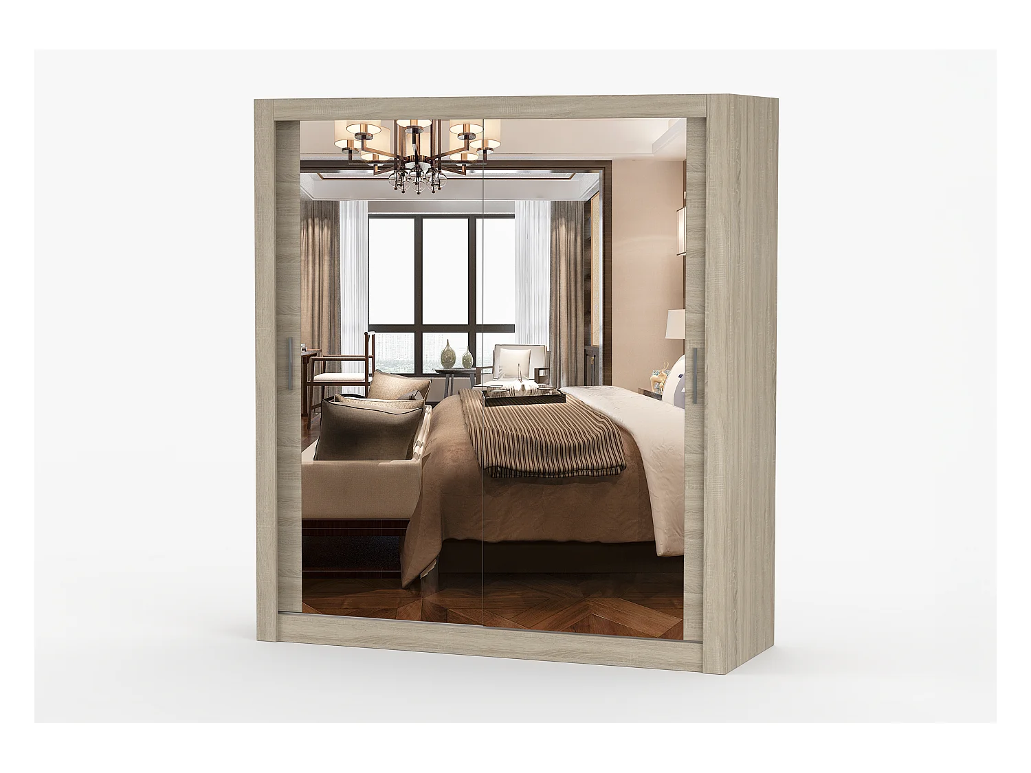 Armoire Miro 180 cm avec miroir - Chêne
