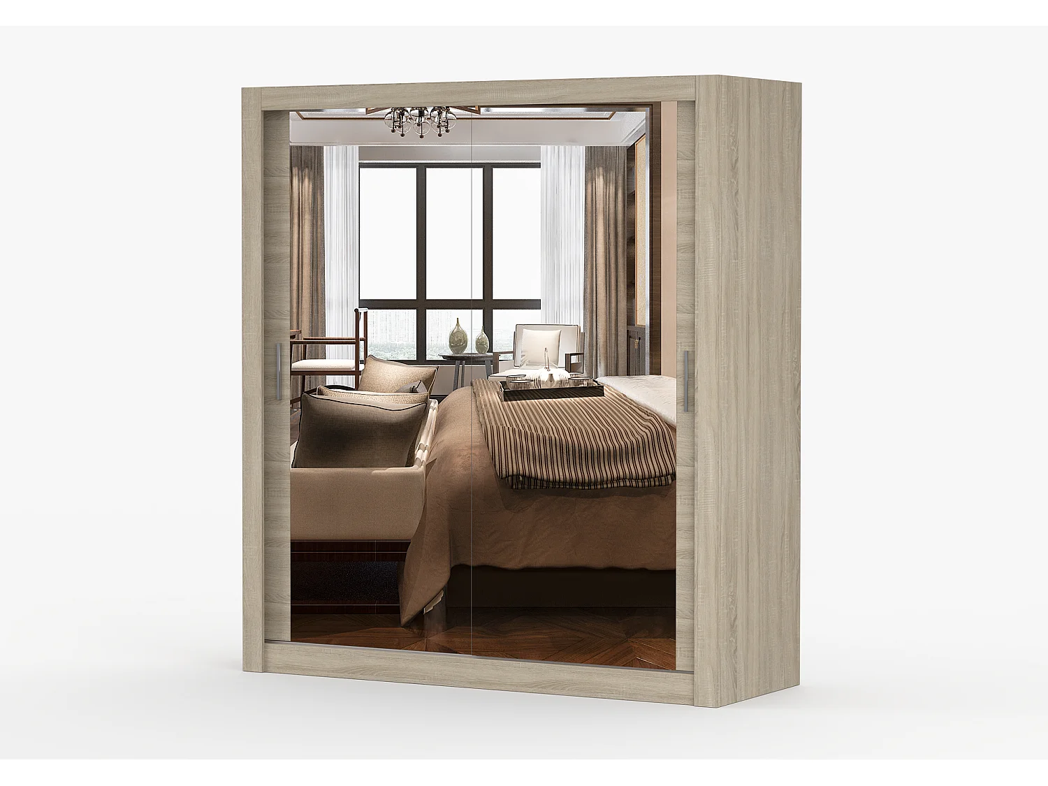 Armoire Miro 180 cm avec miroir - Chêne