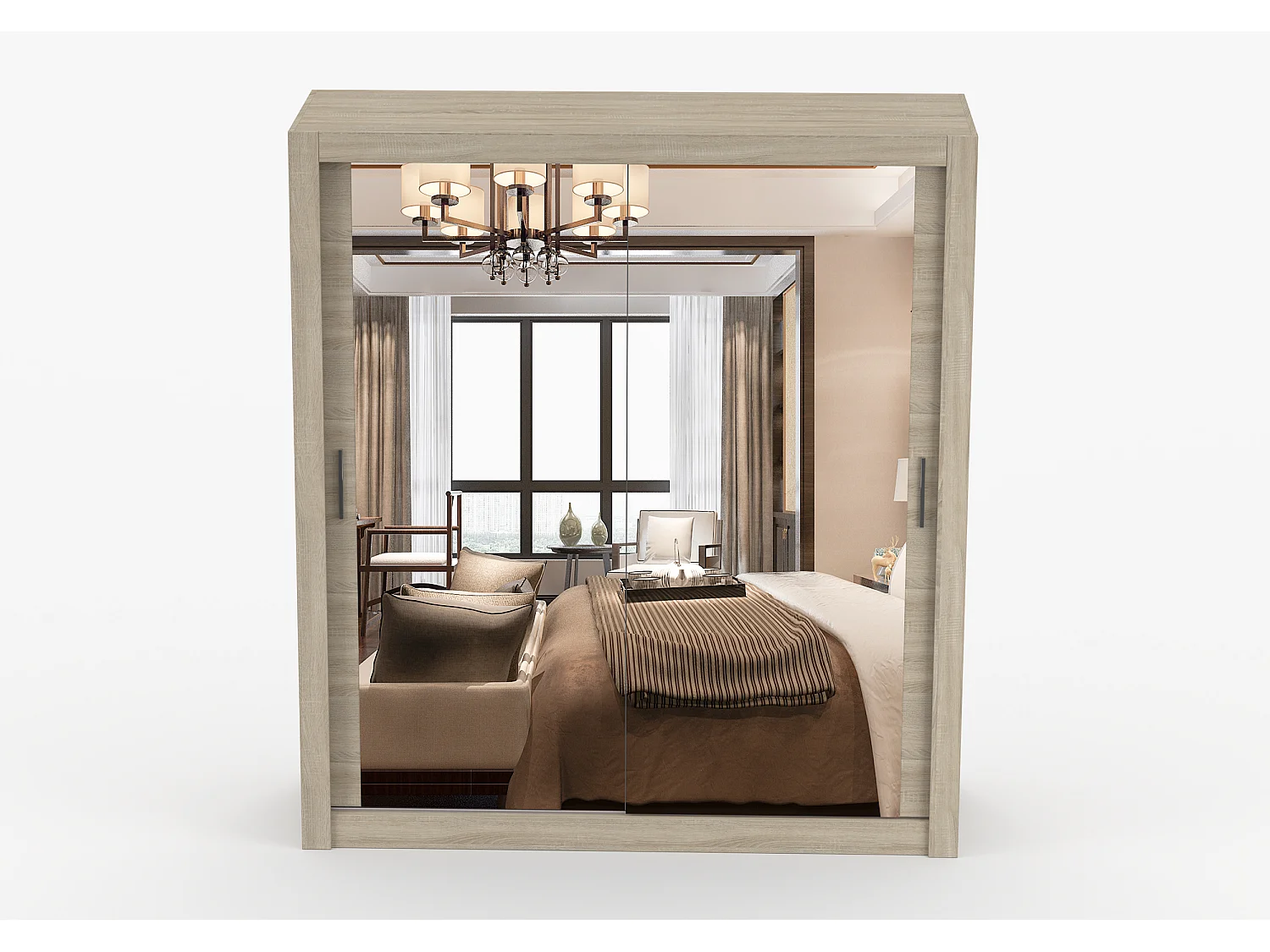 Armoire Miro 180 cm avec miroir - Chêne