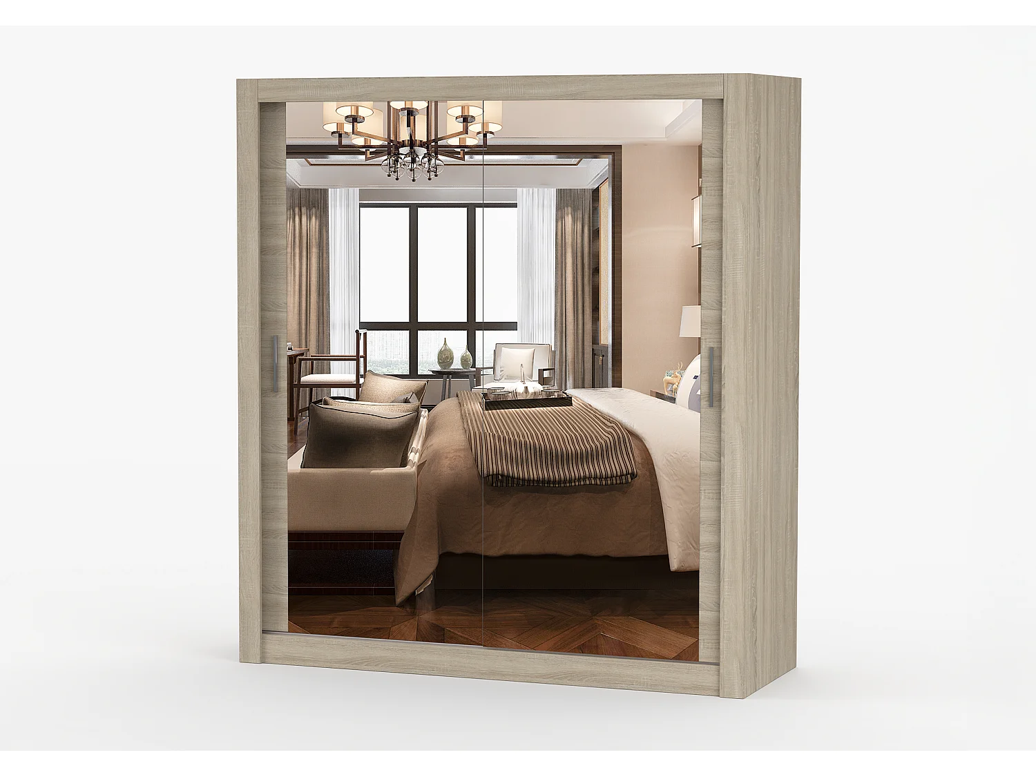 Armoire Miro 180 cm avec miroir - Chêne
