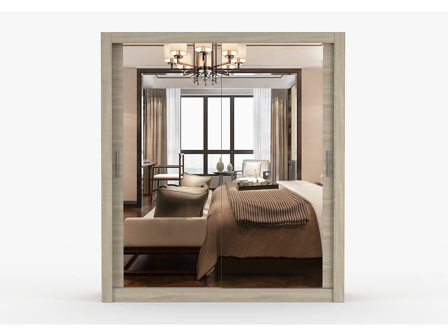 Armoire Miro 180 cm avec miroir - Chêne