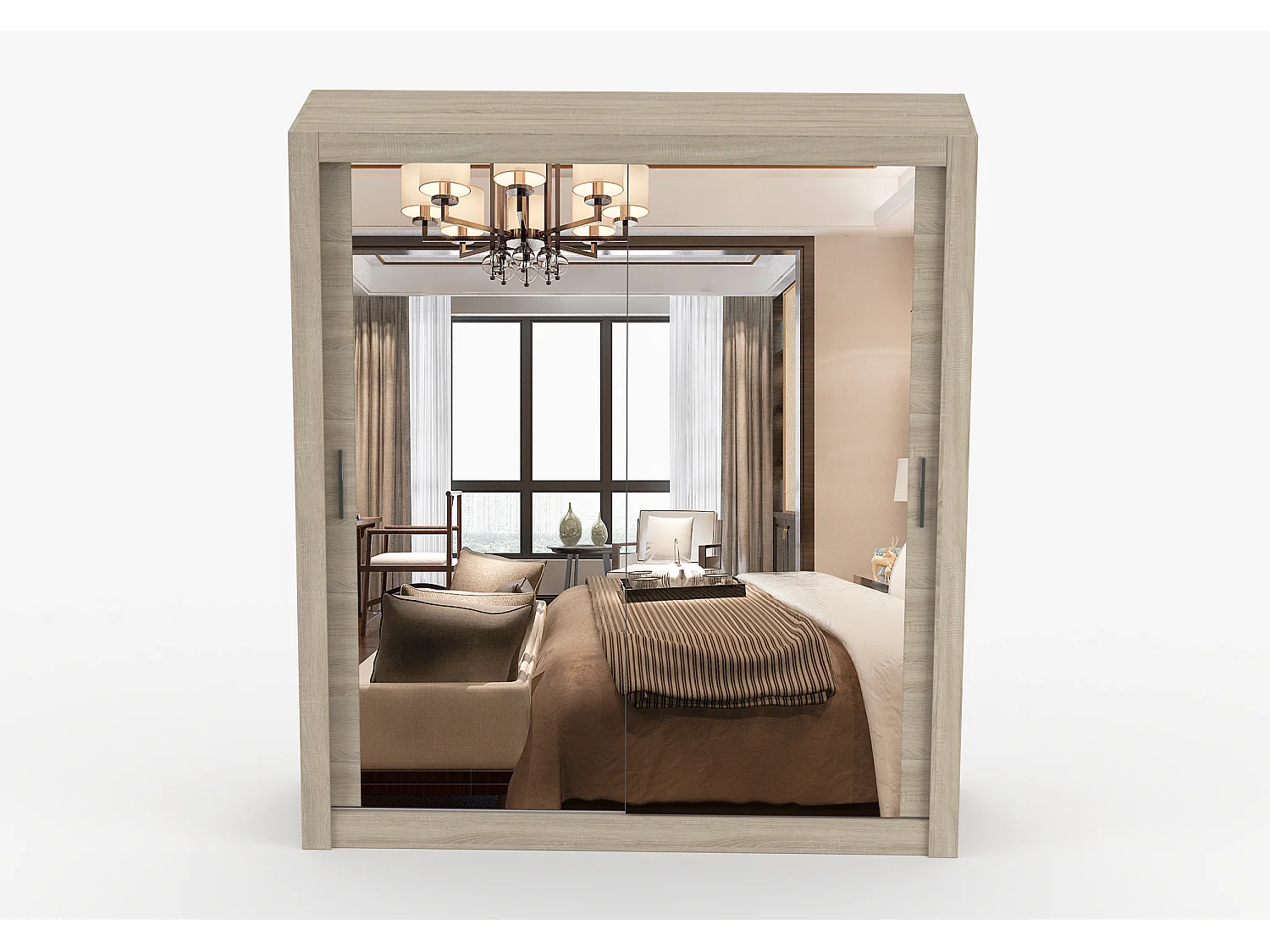 Armoire Miro 180 cm avec miroir - Chêne