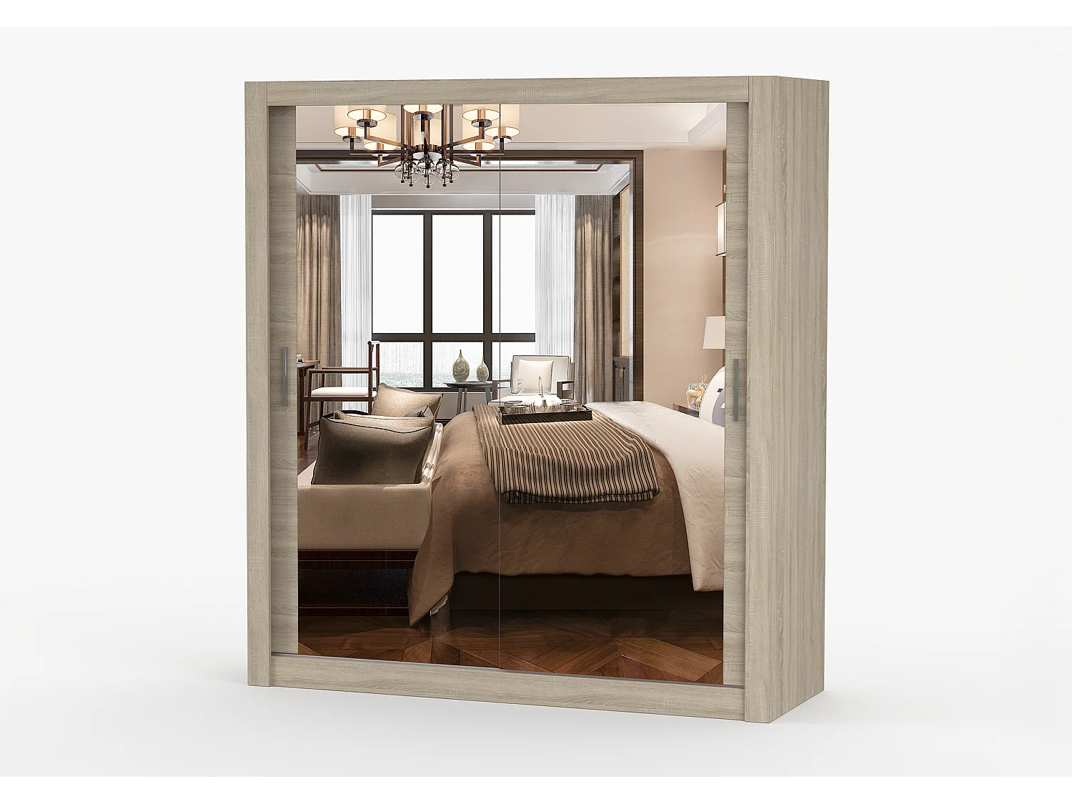 Armoire Miro 180 cm avec miroir - Chêne