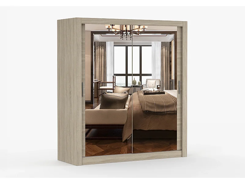 Armoire Miro 180 cm avec miroir - Chêne