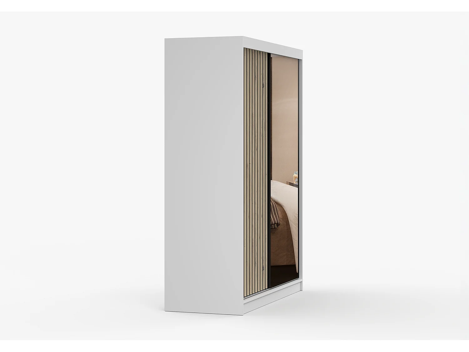 Armoire Auriane 150cm avec miroir - Blanc - Noir
