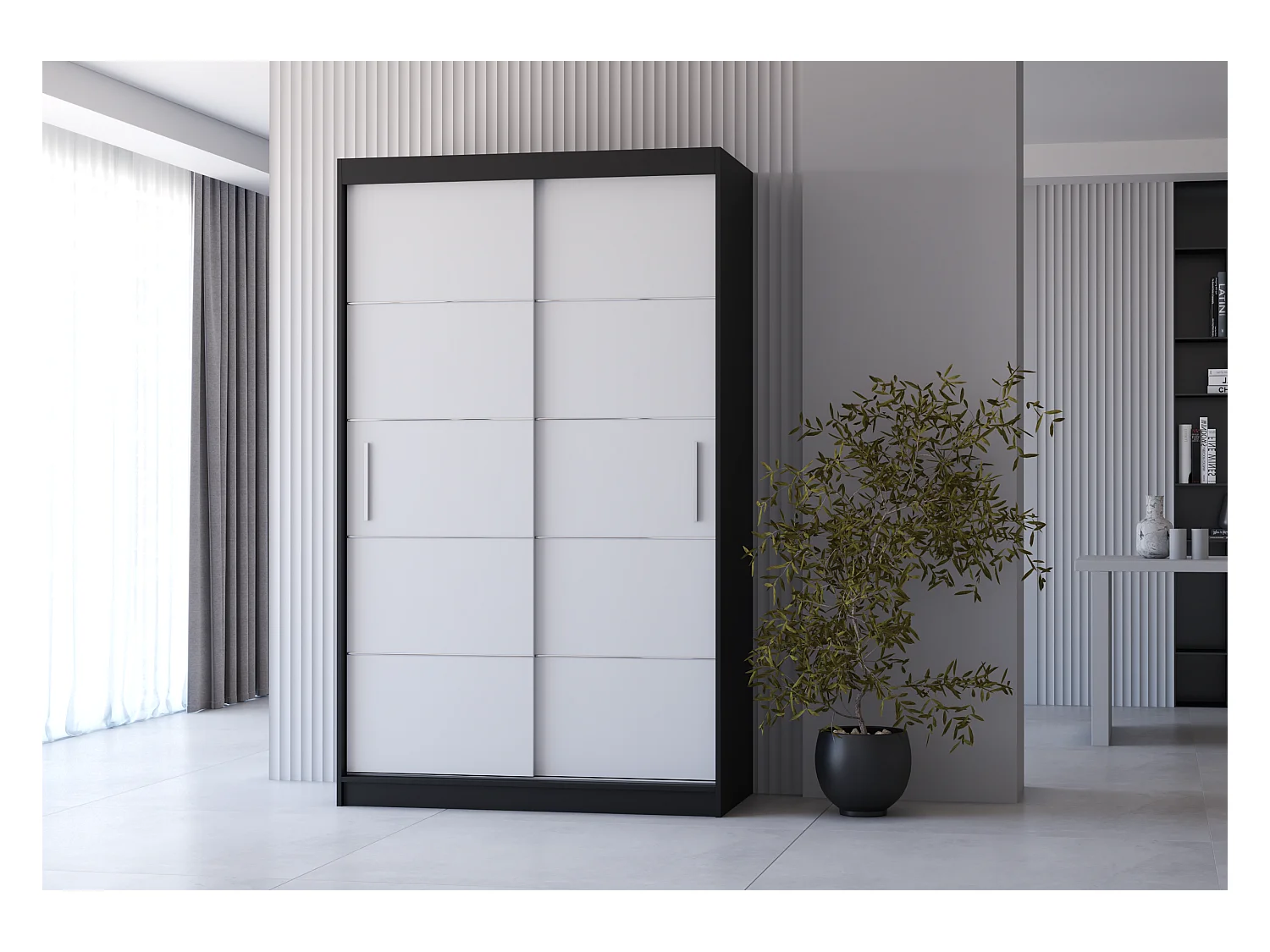 Armoire Lilwenn 120 - Noir - Blanc