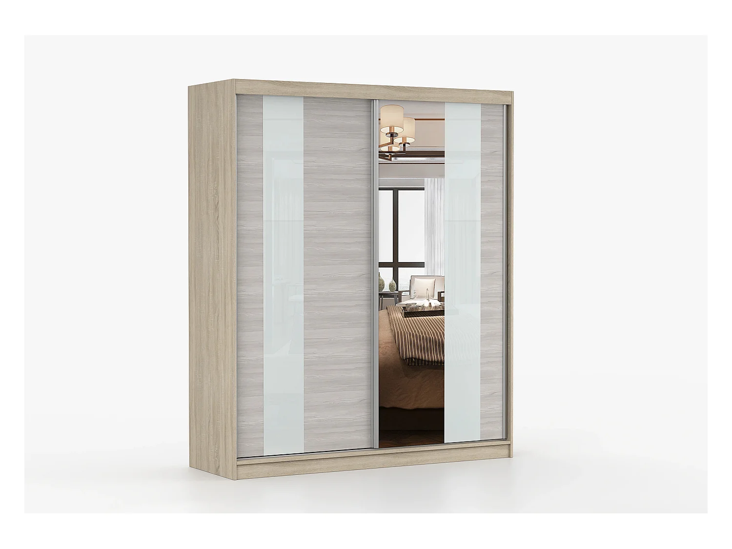 Armoire Lyra 183 cm avec miroir - Chêne - Kathult