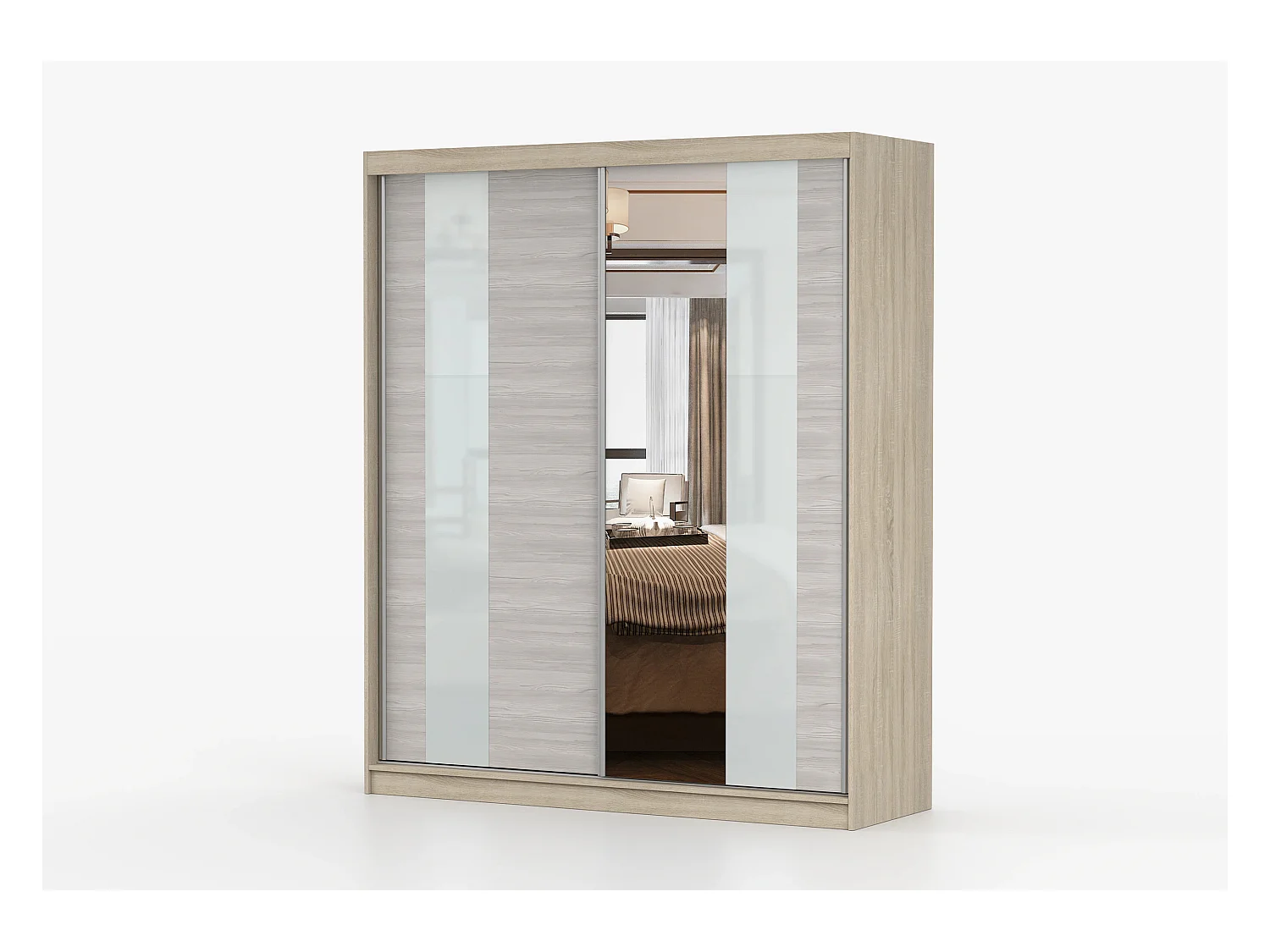 Armoire Lyra 183 cm avec miroir - Chêne - Kathult
