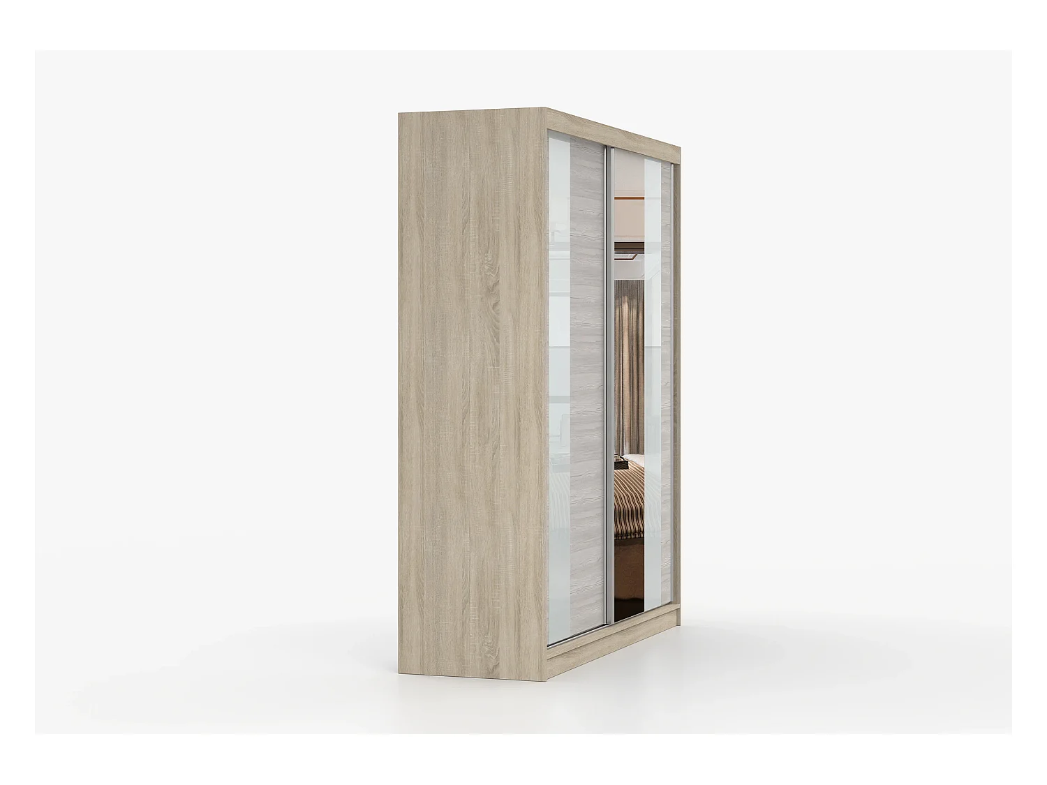 Armoire Lyra 183 cm avec miroir - Chêne - Kathult