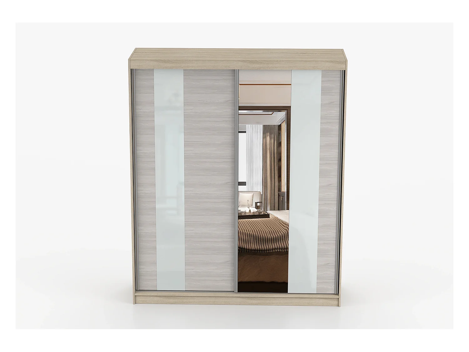 Armoire Lyra 183 cm avec miroir - Chêne - Kathult