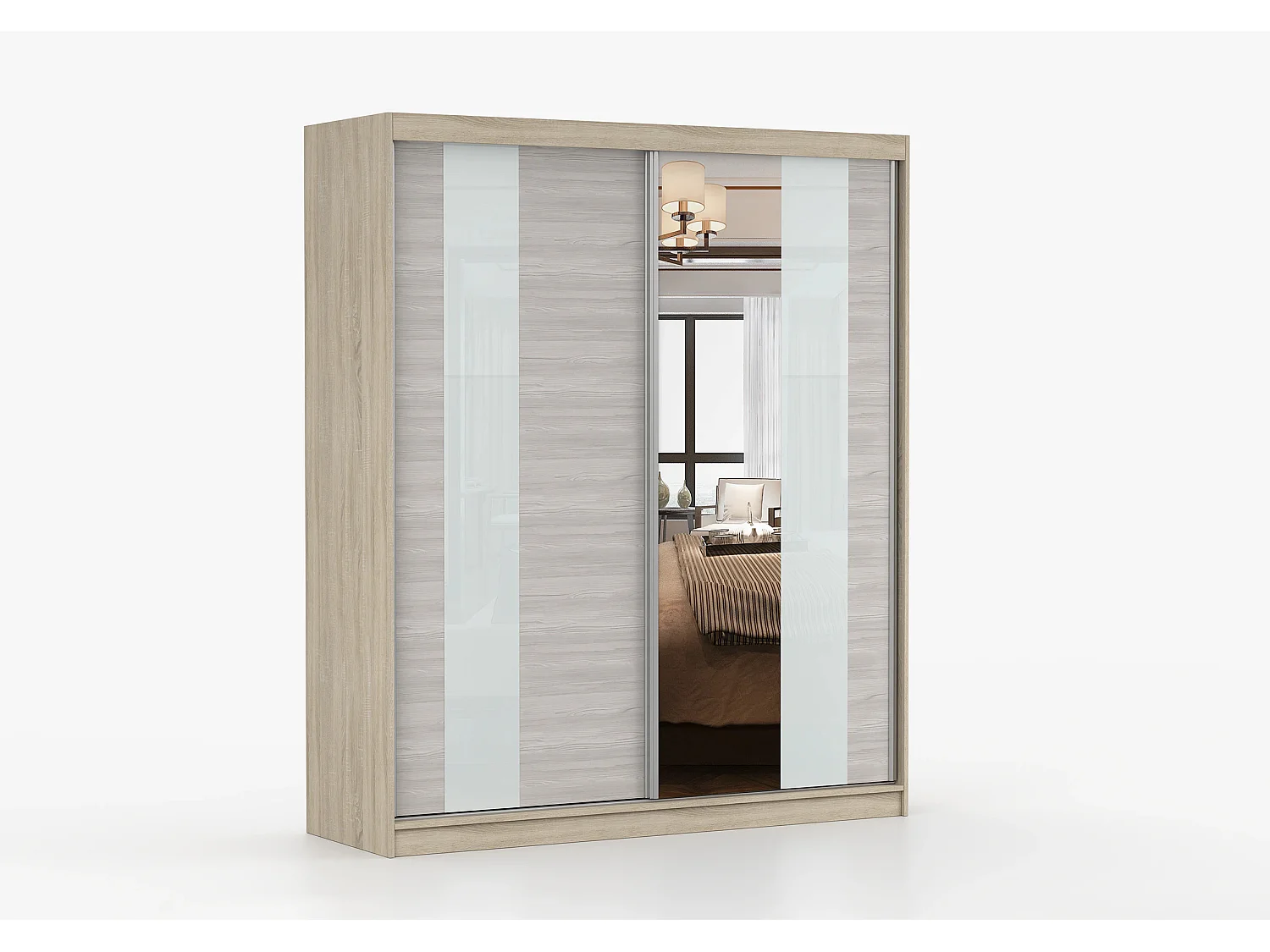 Armoire Lyra 183 cm avec miroir - Chêne - Kathult