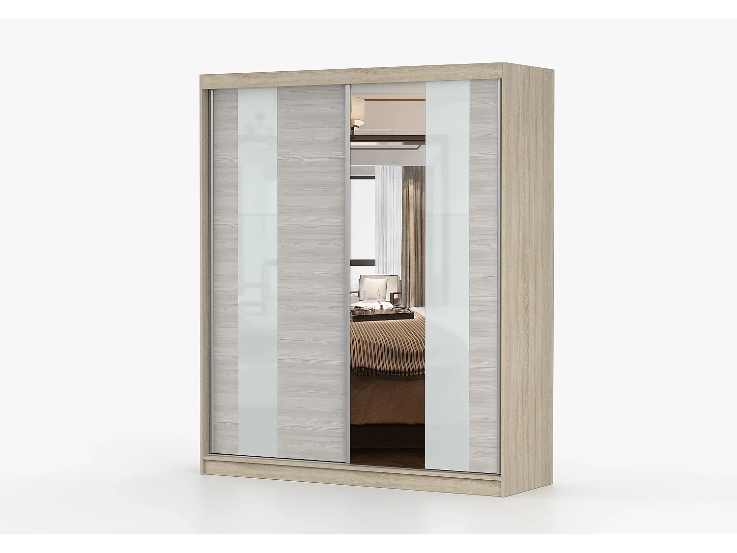 Armoire Lyra 183 cm avec miroir - Chêne - Kathult