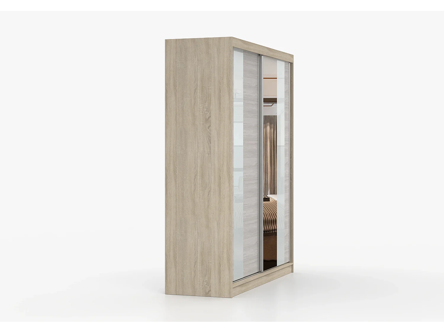 Armoire Lyra 183 cm avec miroir - Chêne - Kathult