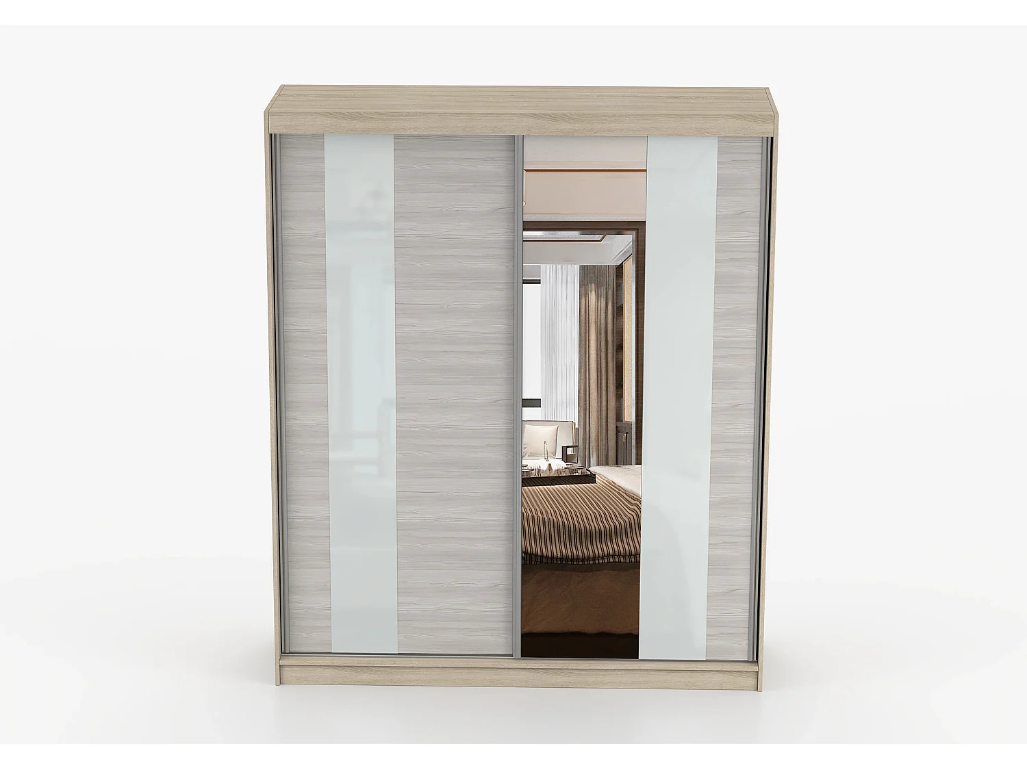 Armoire Lyra 183 cm avec miroir - Chêne - Kathult