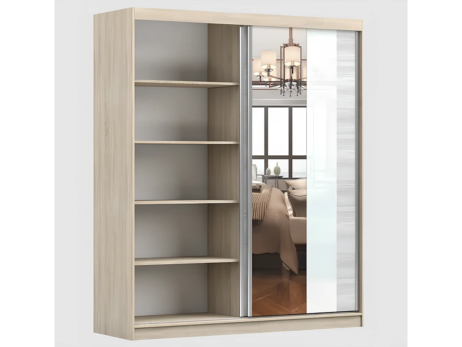 Armoire Lyra 183 cm avec miroir - Chêne - Kathult
