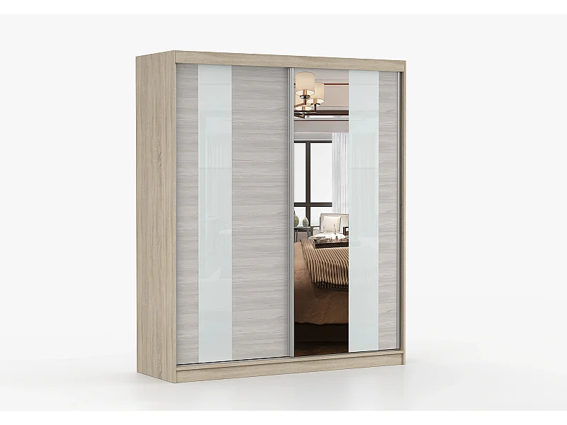 Armoire Lyra 183 cm avec miroir - Chêne - Kathult