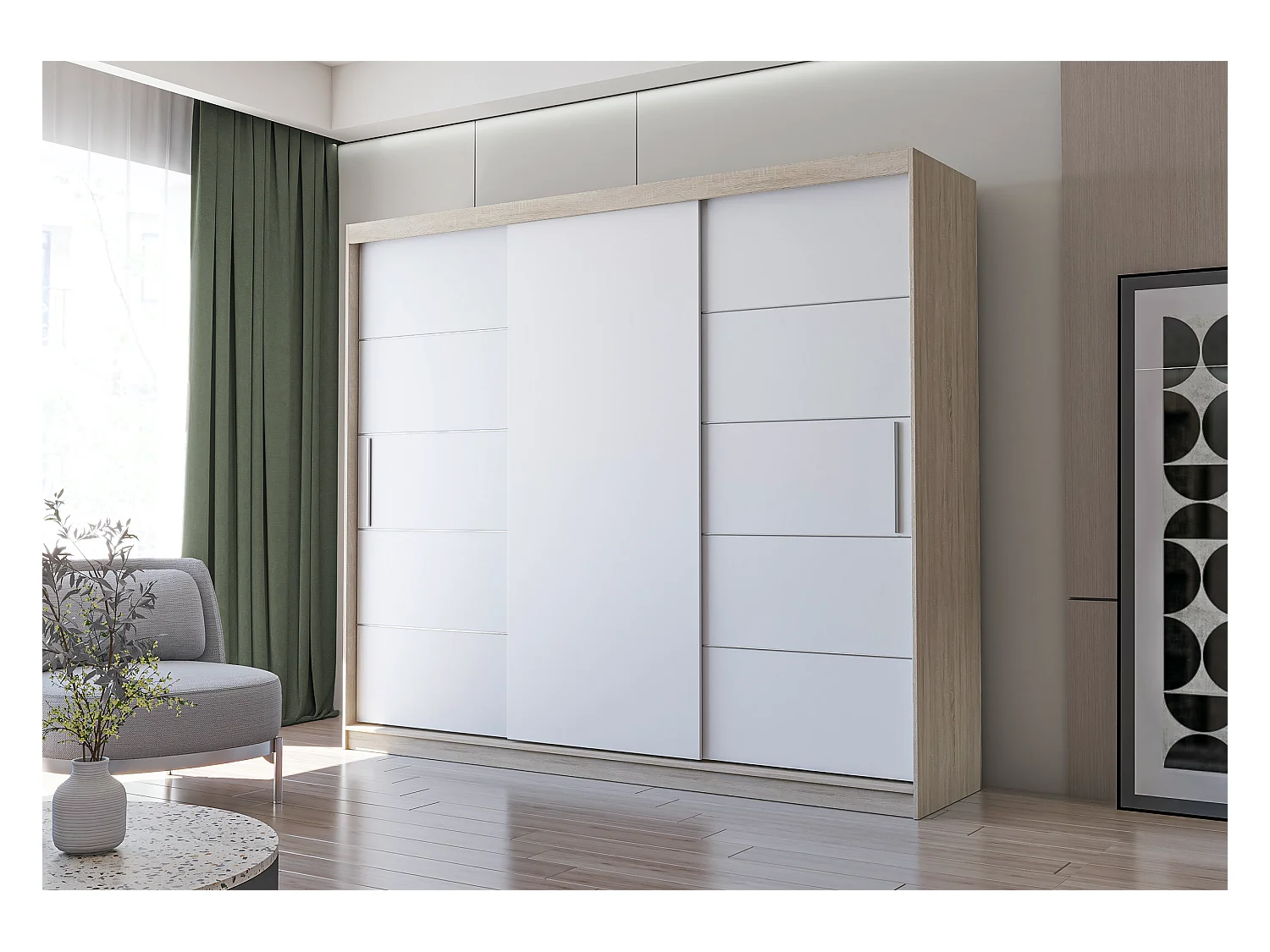 Armoire Thalia 250 cm - Chêne - Blanc