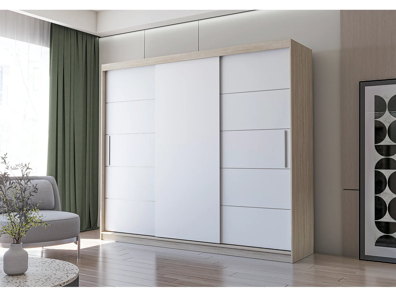 Armoire Thalia 250 cm - Chêne - Blanc