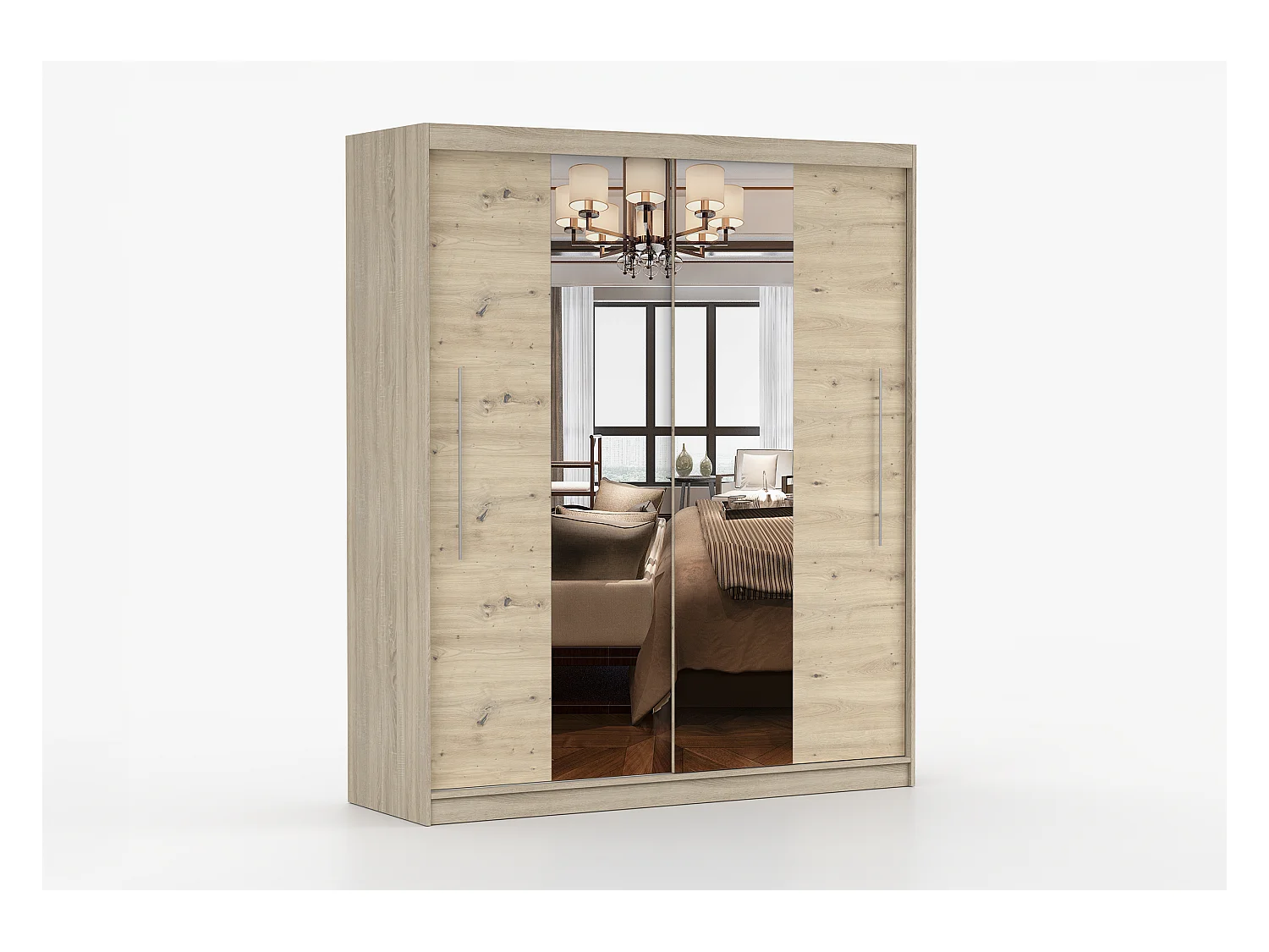 Armoire Althéa 203 cm avec miroir - Chêne - Effet bois