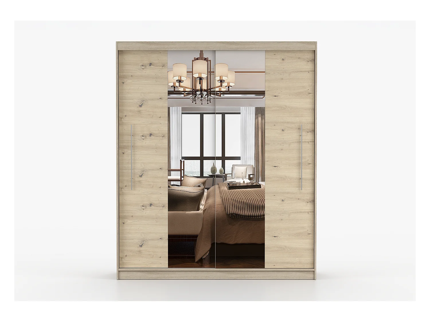 Armoire Althéa 203 cm avec miroir - Chêne - Effet bois