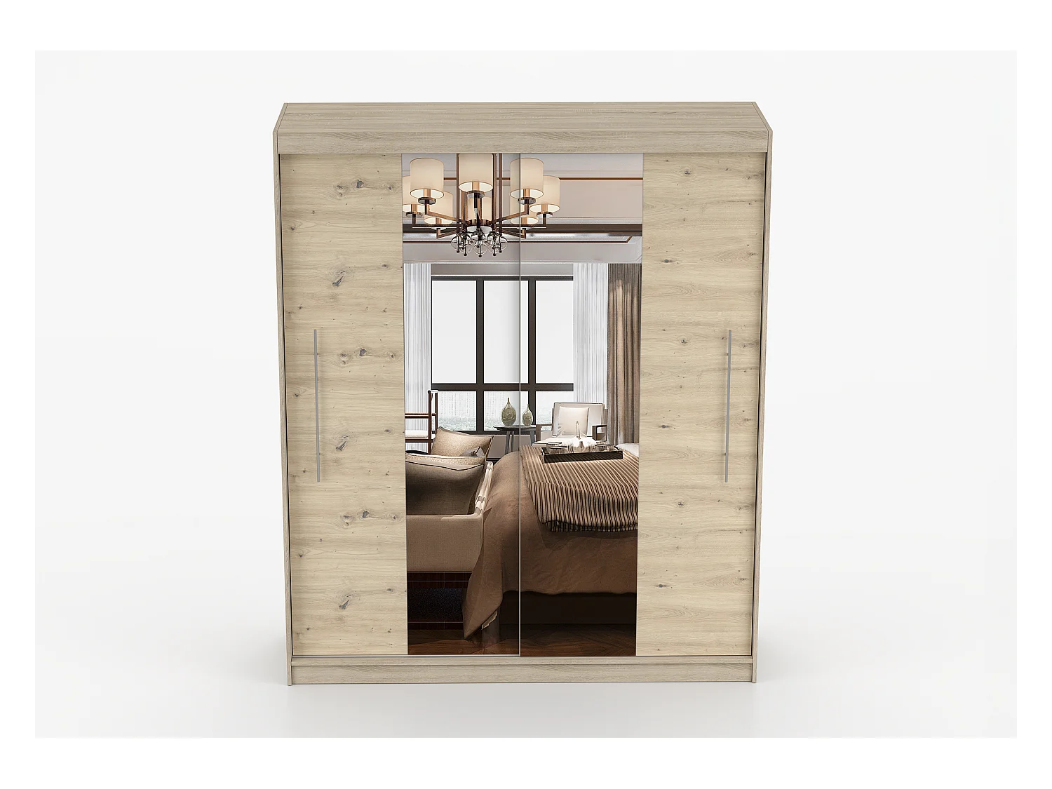 Armoire Althéa 203 cm avec miroir - Chêne - Effet bois