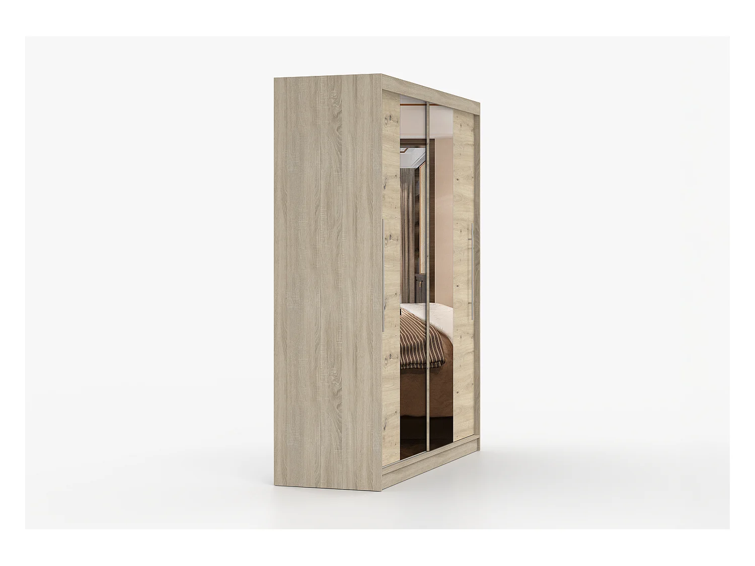 Armoire Althéa 203 cm avec miroir - Chêne - Effet bois
