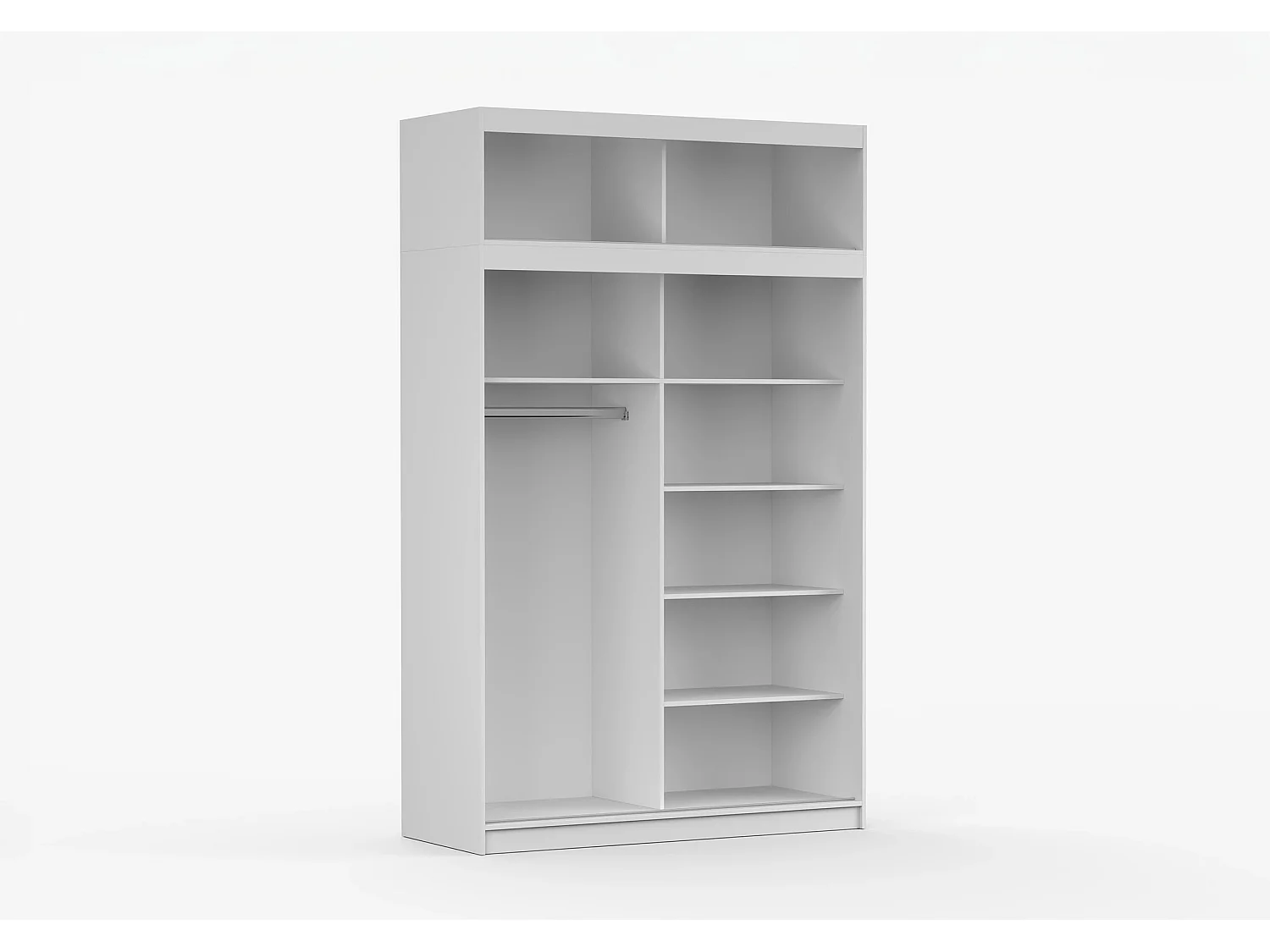 Armoire avec extension Faella 150 cm avec miroir - Blanc - Chêne