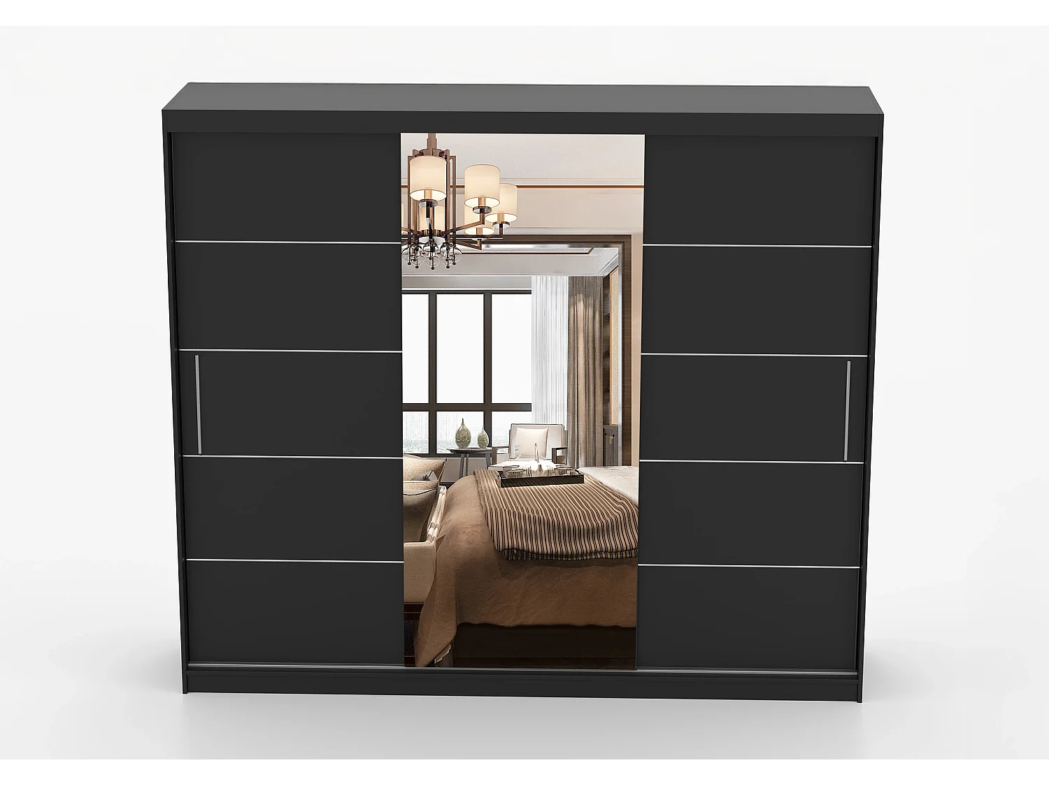 Armoire Théana avec miroir 250 cm - Noir