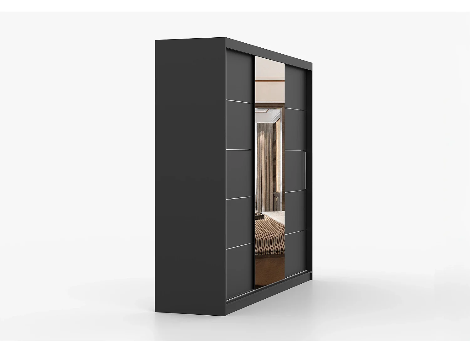 Armoire Théana avec miroir 250 cm - Noir