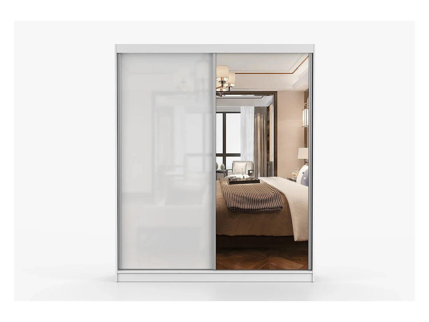 Armoire Nyméria 183 cm avec miroir - Blanc