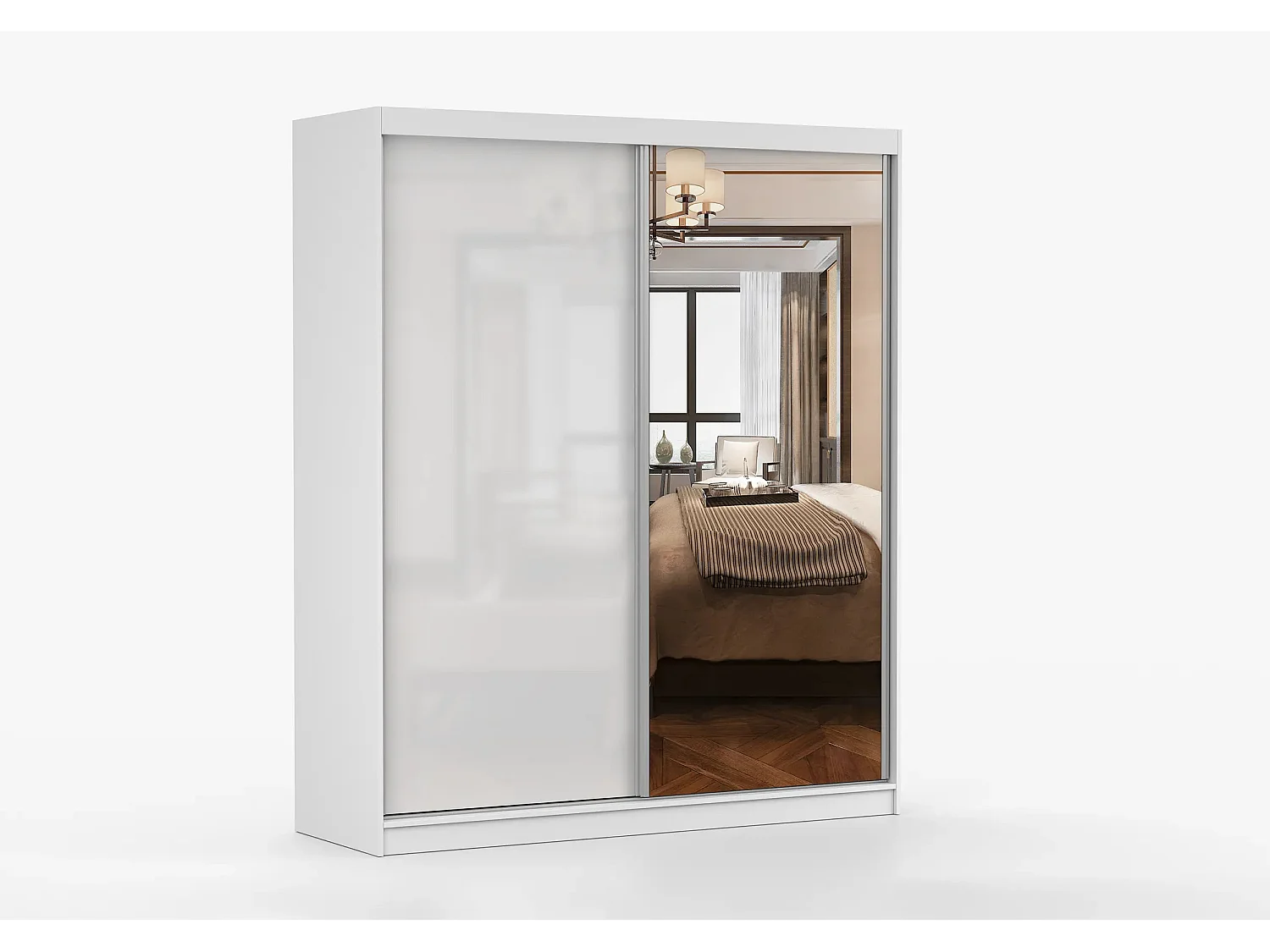 Armoire Nyméria 183 cm avec miroir - Blanc