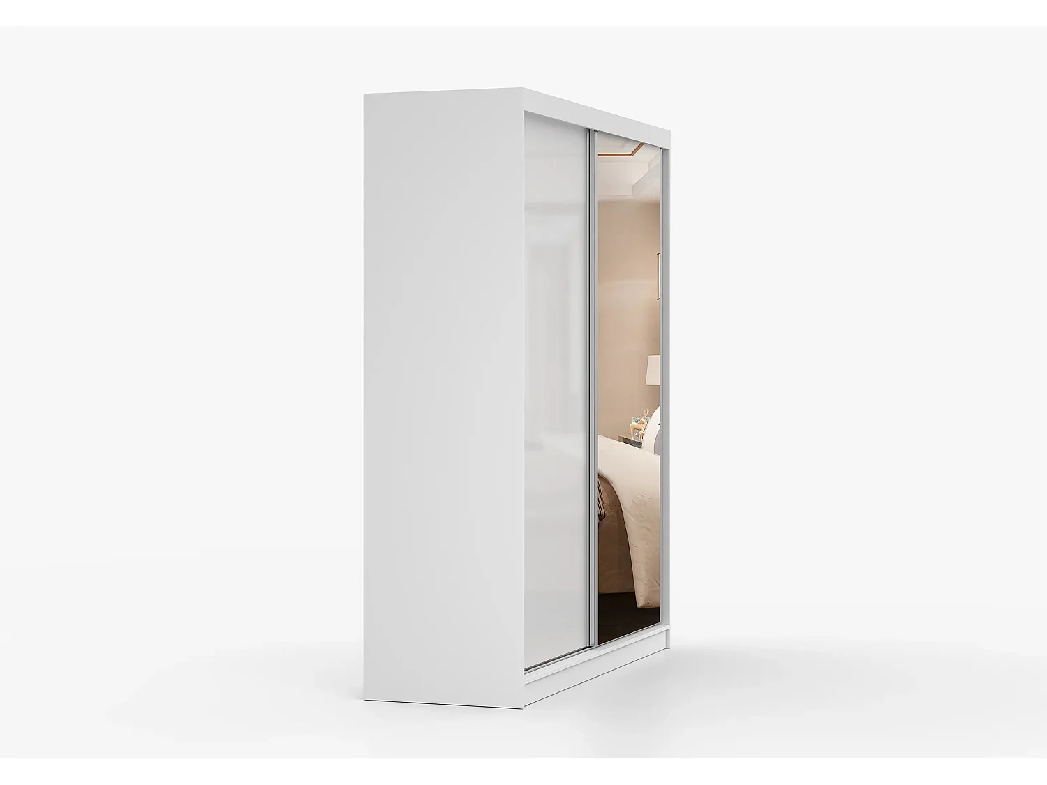 Armoire Nyméria 183 cm avec miroir - Blanc