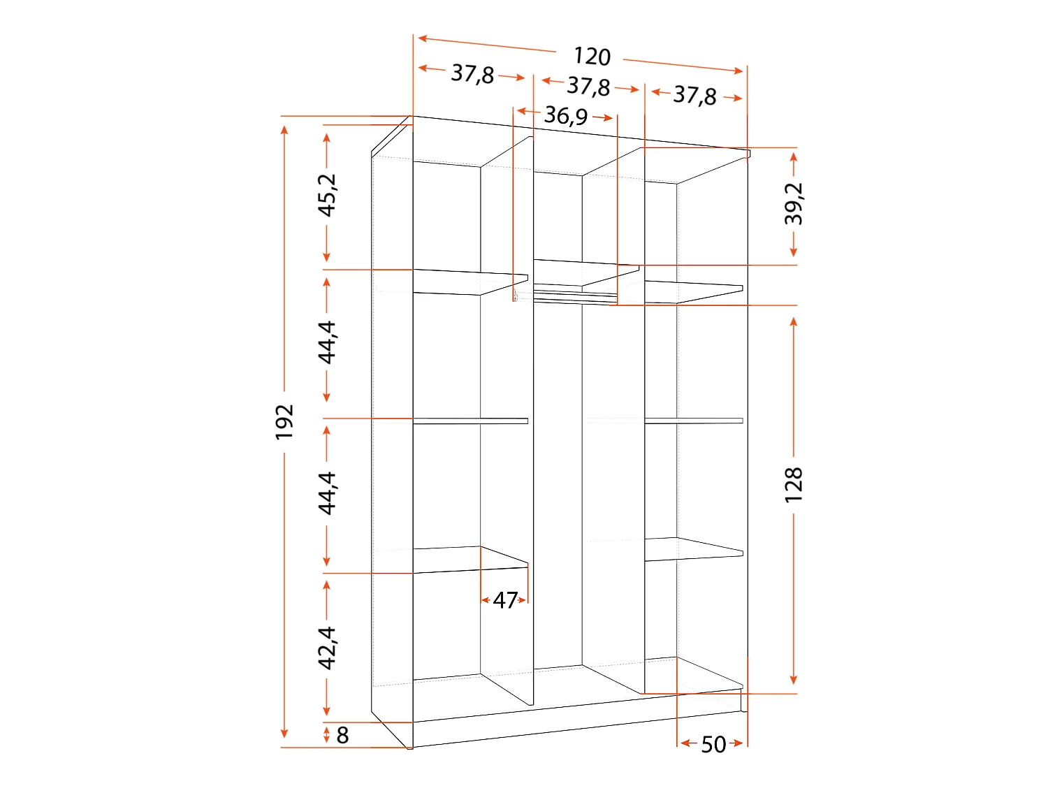 Armoire Nysa 120 cm - Gris