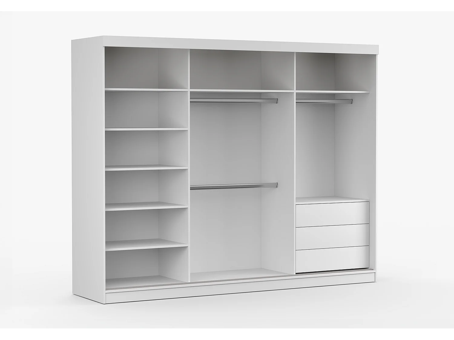 Armoire Milanor 250 cm avec miroir - Blanc