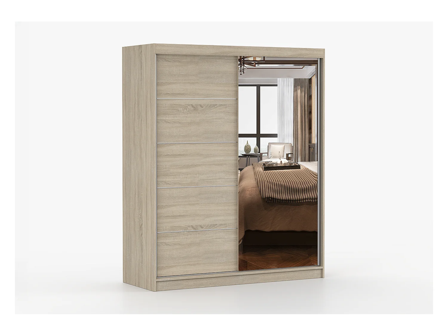 Armoire Ondine 160 cm avec miroir - Chêne