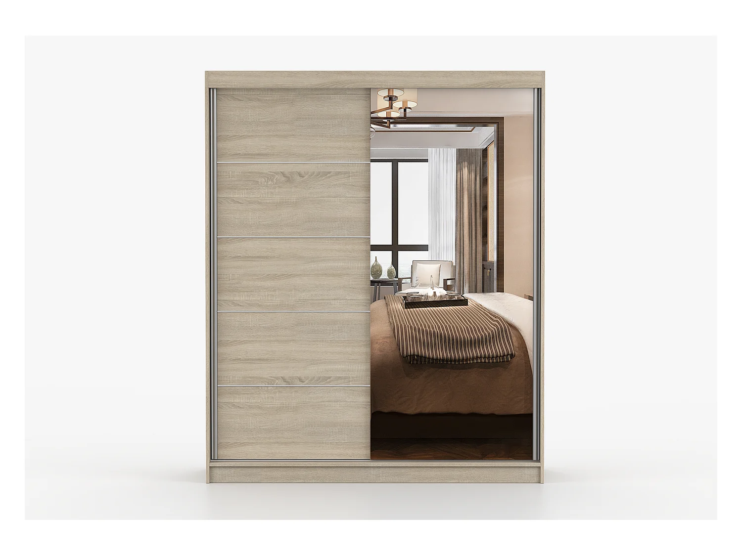Armoire Ondine 160 cm avec miroir - Chêne