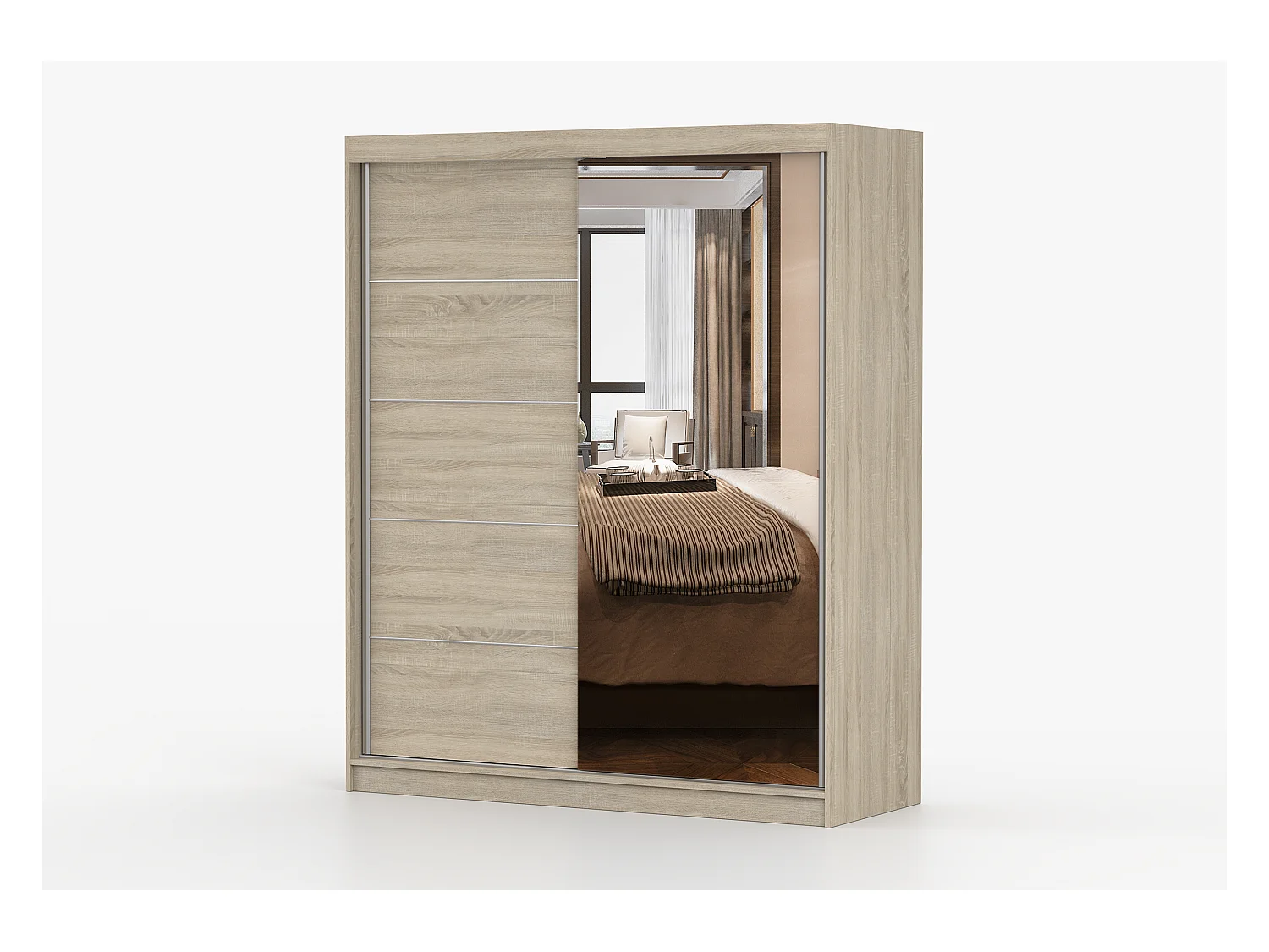 Armoire Ondine 160 cm avec miroir - Chêne