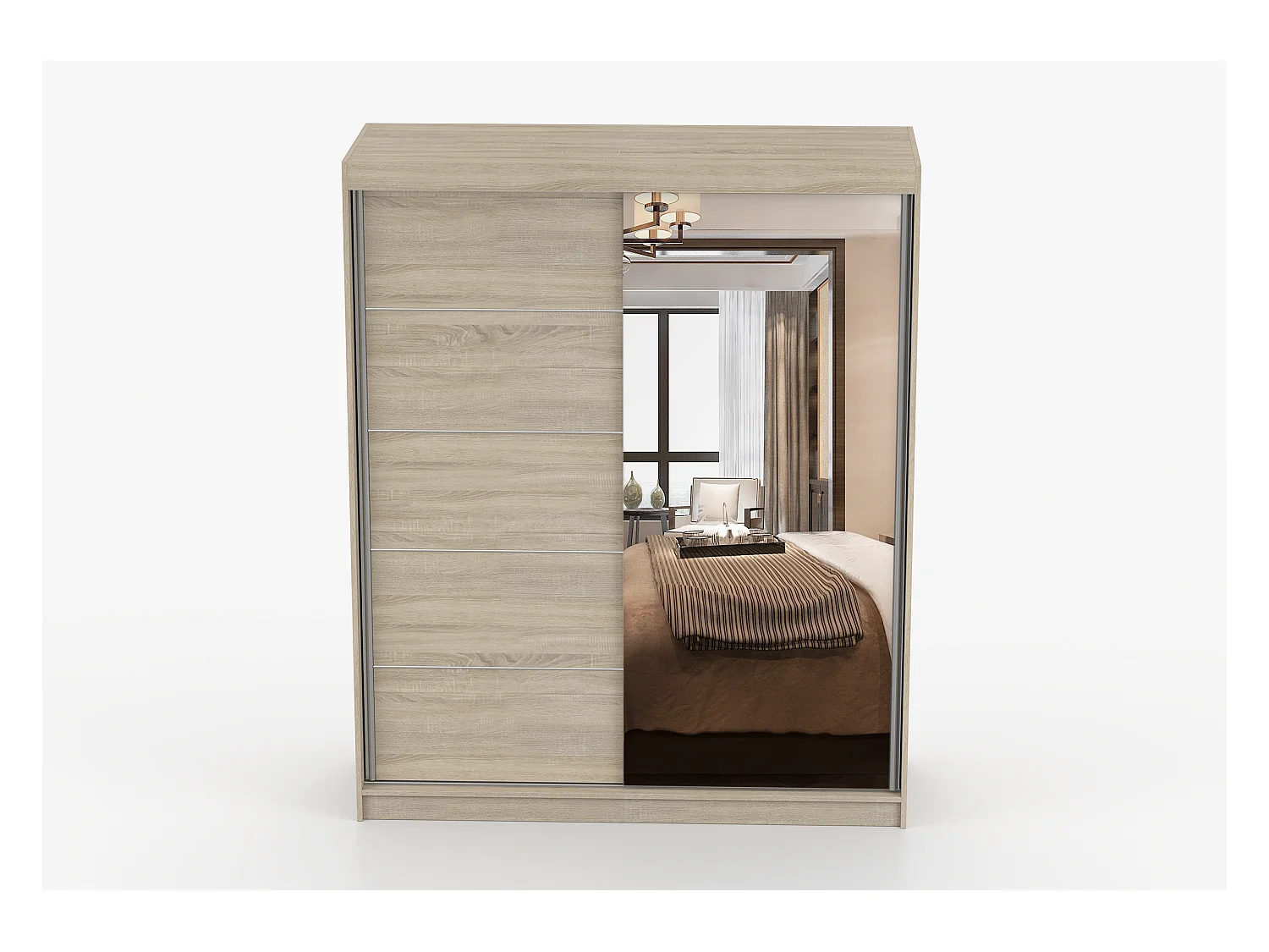 Armoire Ondine 160 cm avec miroir - Chêne