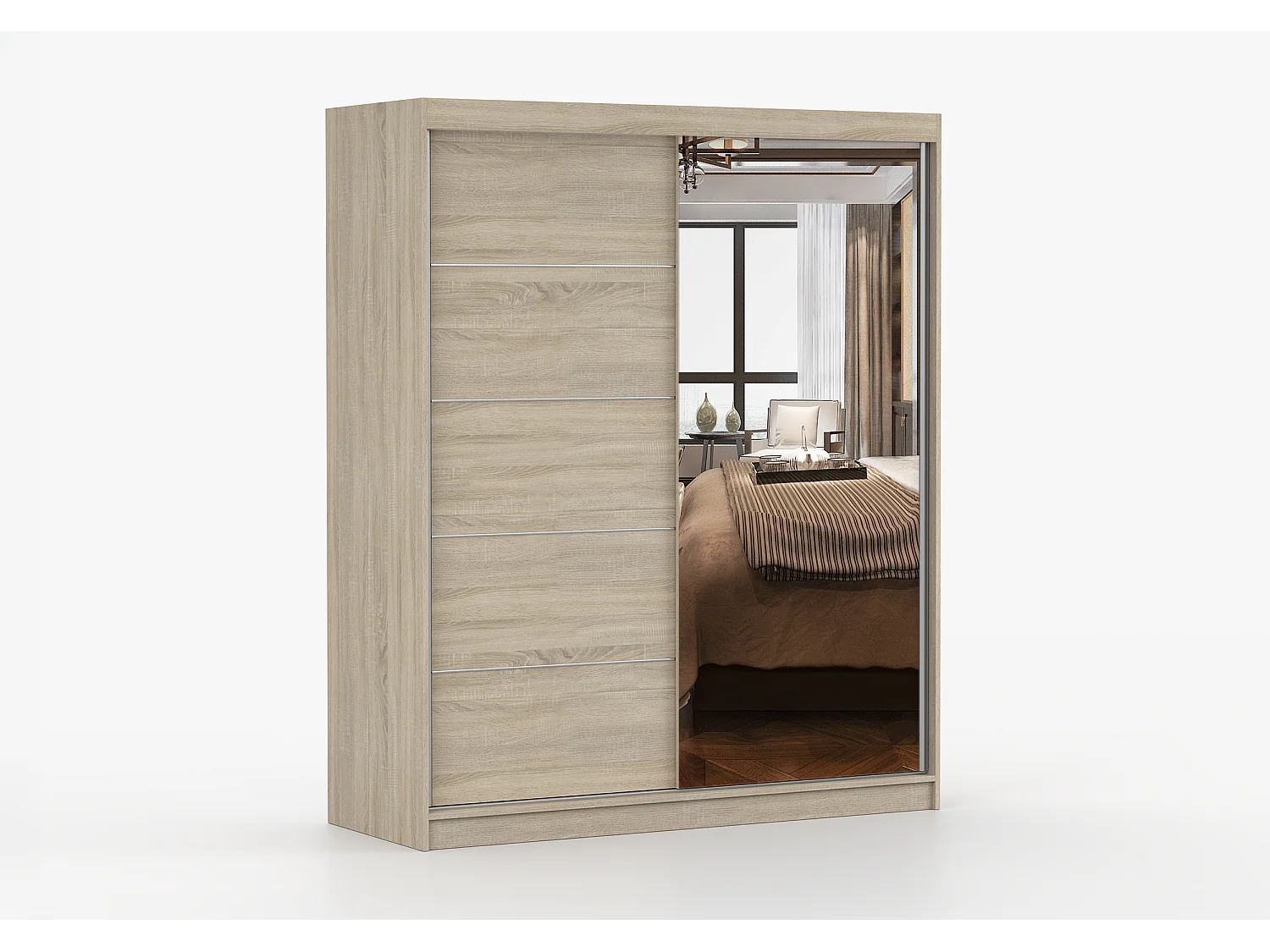 Armoire Ondine 160 cm avec miroir - Chêne
