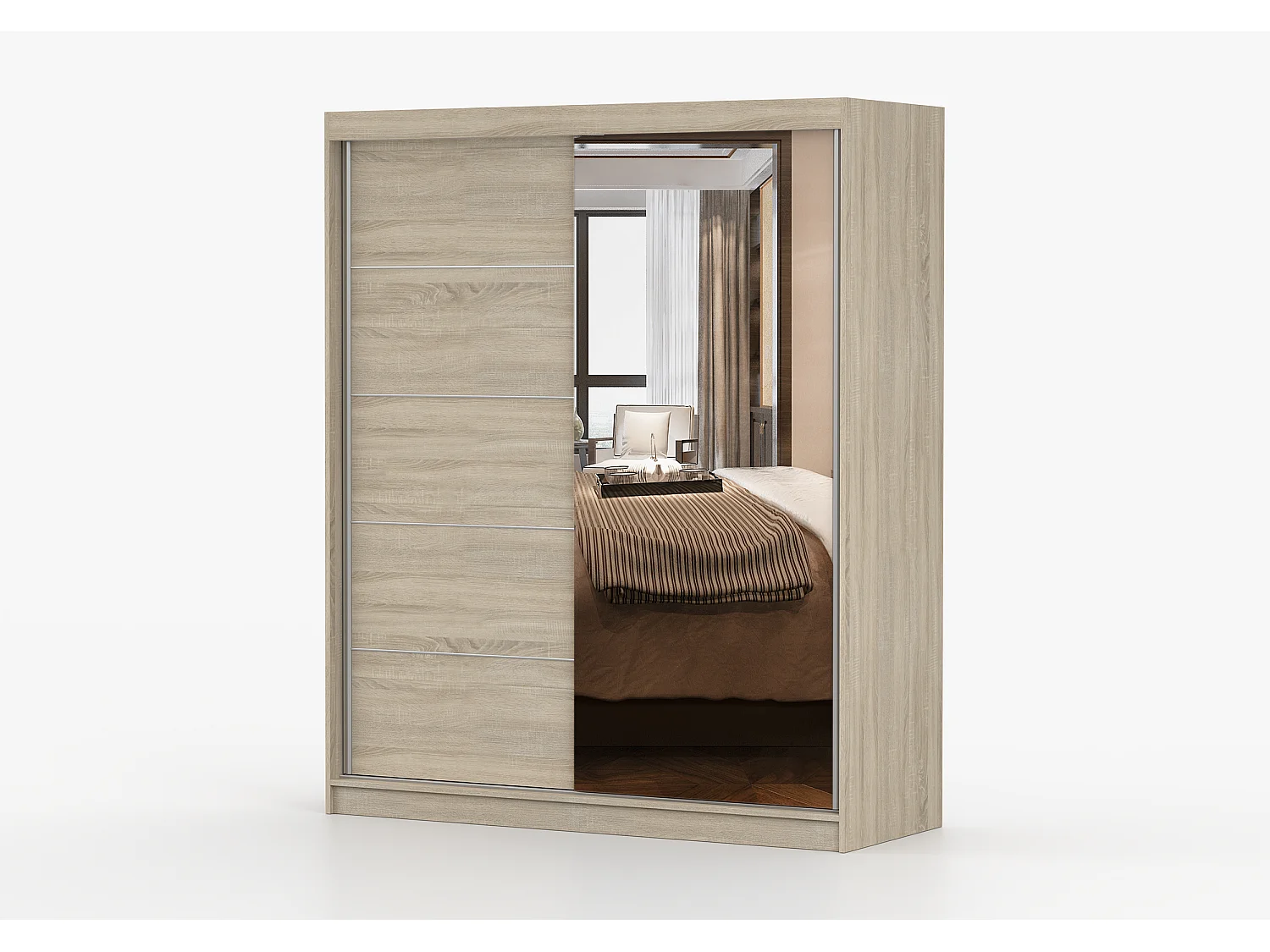 Armoire Ondine 160 cm avec miroir - Chêne
