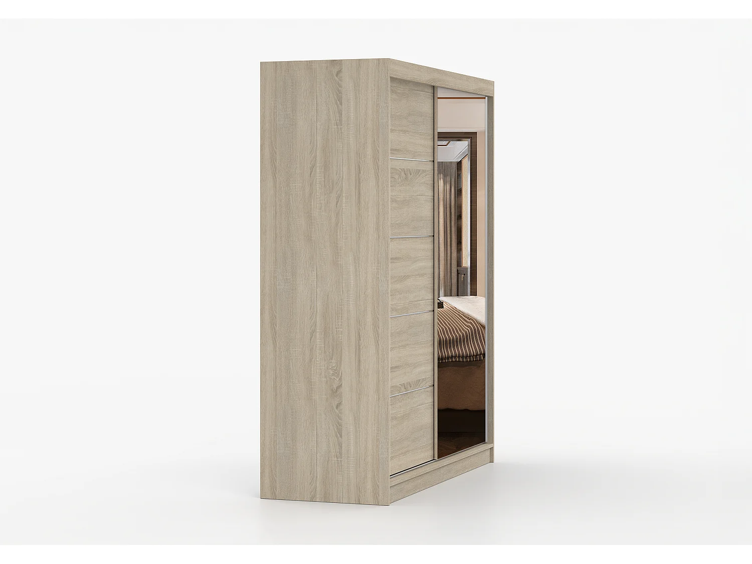 Armoire Ondine 160 cm avec miroir - Chêne