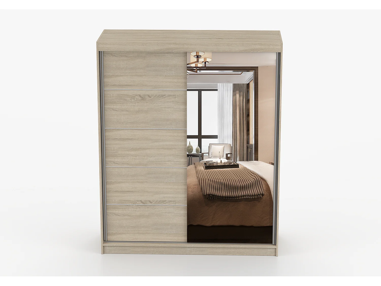 Armoire Ondine 160 cm avec miroir - Chêne