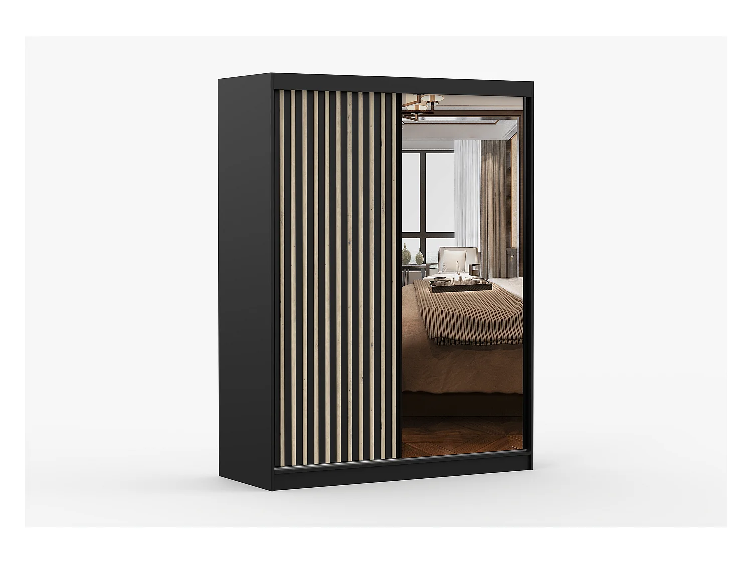 Armoire Auriane 150cm avec miroir - Noir