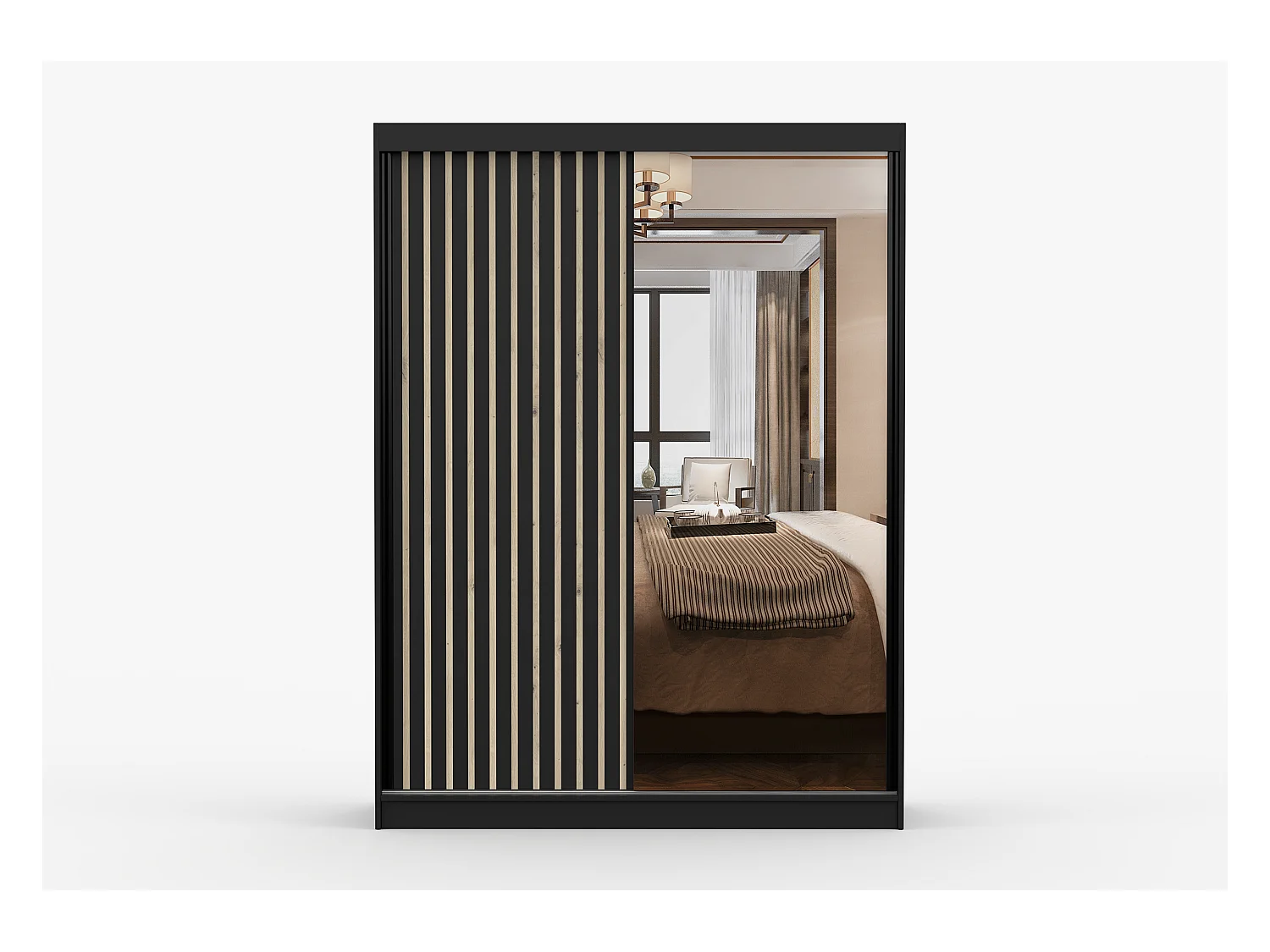 Armoire Auriane 150cm avec miroir - Noir