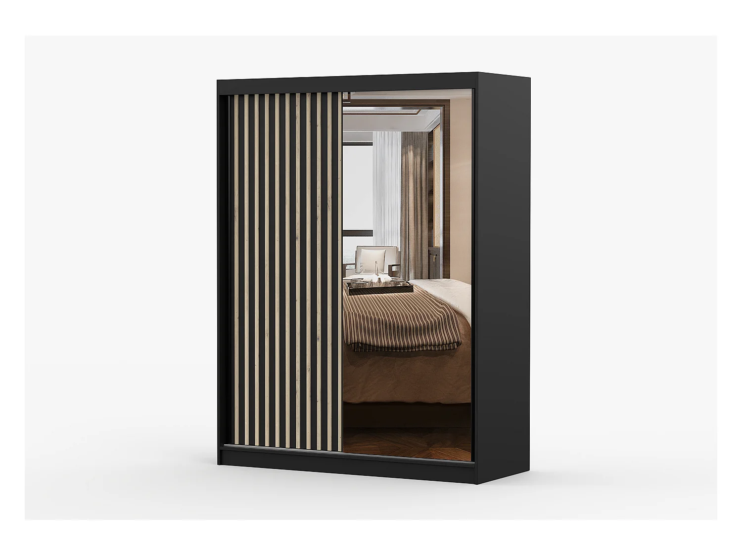 Armoire Auriane 150cm avec miroir - Noir