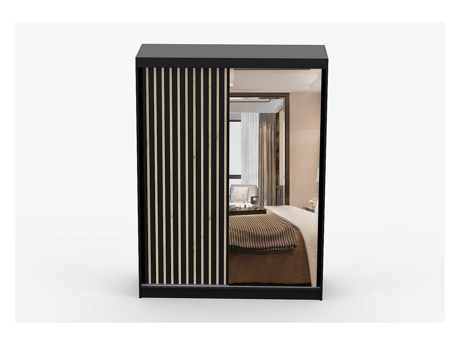 Armoire Auriane 150cm avec miroir - Noir