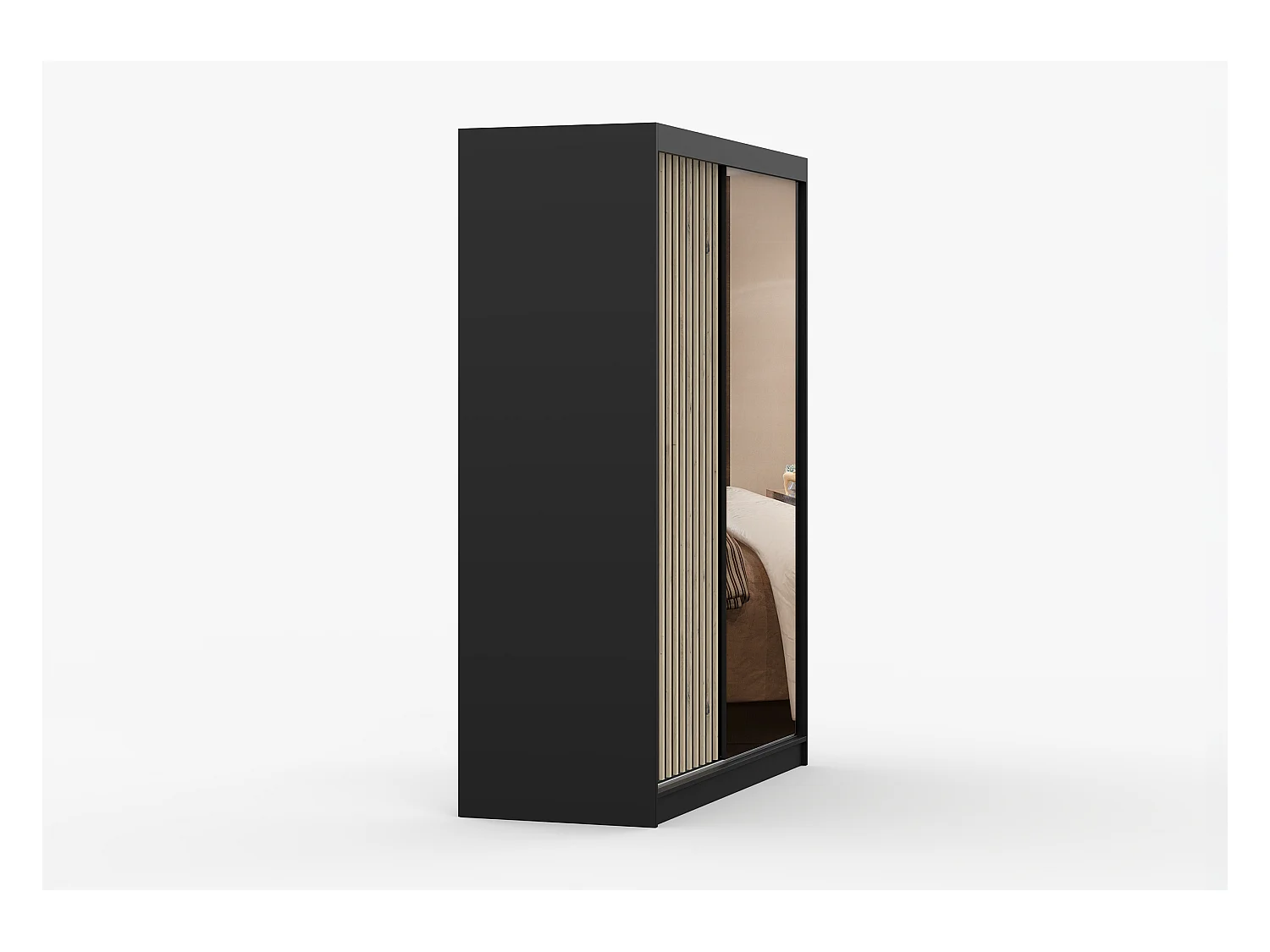 Armoire Auriane 150cm avec miroir - Noir